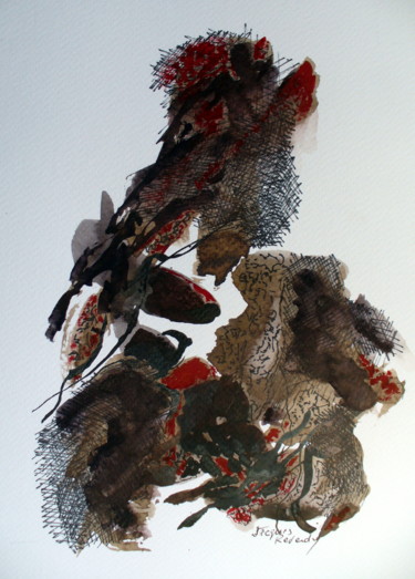 Рисунок под названием "Concrétions-1" - Jacques Reverdy, Подлинное произведение искусства, Чернила