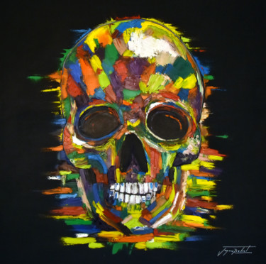 Painting titled "Color skull" by Jacques Rochet, Original Artwork, Oil