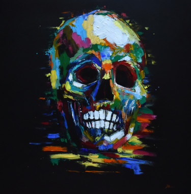 Painting titled "Color skull II" by Jacques Rochet, Original Artwork, Acrylic