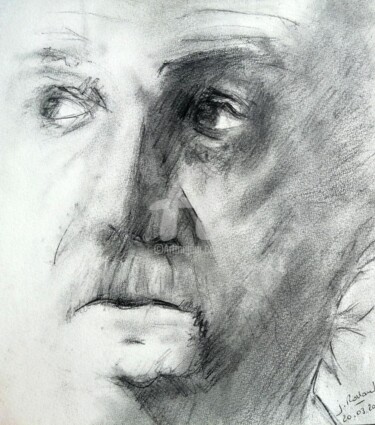 Drawing titled "Brassens" by Jacques Rolland, Original Artwork, Pencil