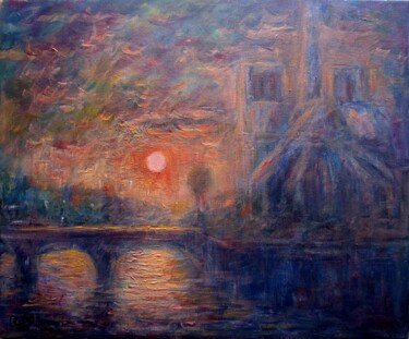 Pintura intitulada "Paris Notre Dame" por Jacques Ruiz, Obras de arte originais, Acrílico
