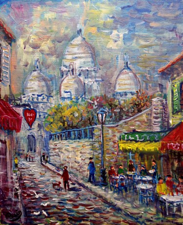 Pittura intitolato "Montmartre rue du c…" da Jacques Ruiz, Opera d'arte originale, Acrilico