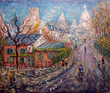 Malerei mit dem Titel "Montmartre Lapin Ag…" von Jacques Ruiz, Original-Kunstwerk, Acryl