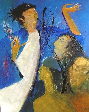 Peinture intitulée "le poete "LIN PIAO…" par Jacques Sibade, Œuvre d'art originale
