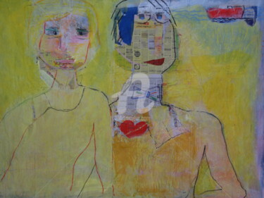 Peinture intitulée "Un coeur pour deux" par Jacques Stemer, Œuvre d'art originale, Acrylique