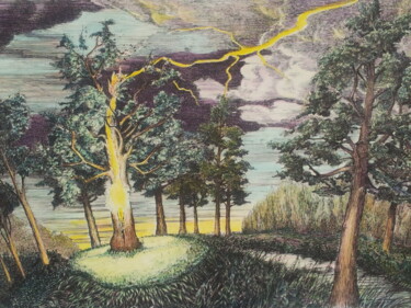 Malerei mit dem Titel "La fin du vieil arb…" von Jacques Tafforeau, Original-Kunstwerk, Andere