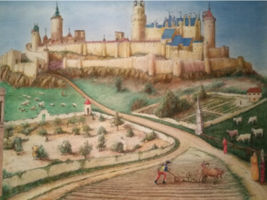 Peinture intitulée "Le château fort et…" par Jacques Tafforeau, Œuvre d'art originale, Autre