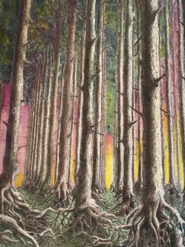 Peinture intitulée "Forêt noire." par Jacques Tafforeau, Œuvre d'art originale, Autre