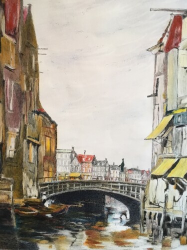 Peinture intitulée "Canal." par Jacques Tafforeau, Œuvre d'art originale, Autre