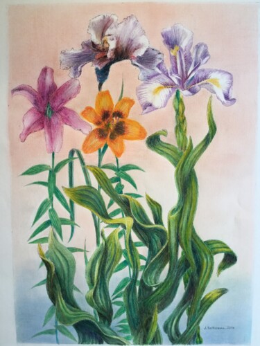 Peinture intitulée "Stylisation florale." par Jacques Tafforeau, Œuvre d'art originale, Autre