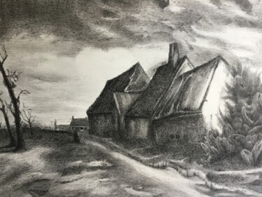 Peinture intitulée "Maisons de campagne." par Jacques Tafforeau, Œuvre d'art originale, Autre