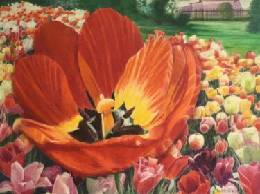 Painting titled "Tulipes." by Jacques Tafforeau, Original Artwork, Other