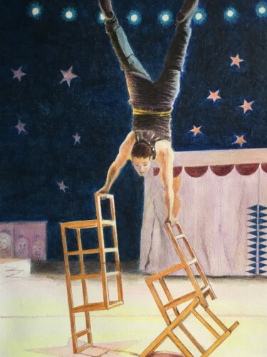 Painting titled "Acrobate aux chaise…" by Jacques Tafforeau, Original Artwork, Other
