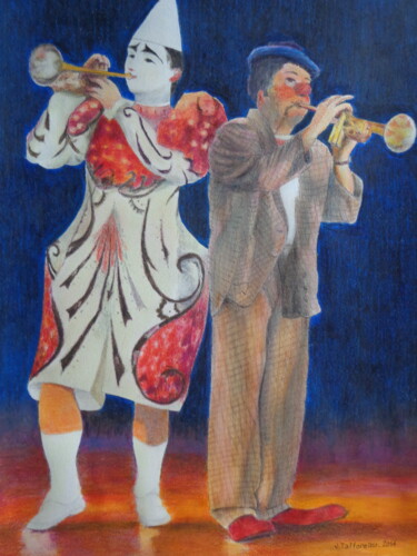 Painting titled "Clowns traditionnel…" by Jacques Tafforeau, Original Artwork, Other