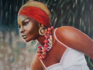 Peinture intitulée "Beauté Africaine." par Jacques Tafforeau, Œuvre d'art originale, Autre