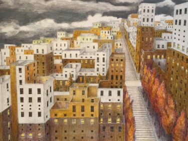 Peinture intitulée "Les terrasses." par Jacques Tafforeau, Œuvre d'art originale, Autre