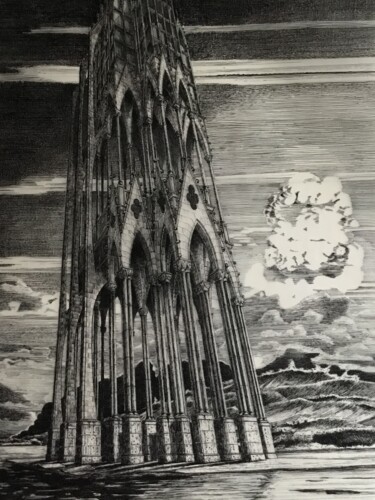 印花与版画 标题为“Le temple menacé.” 由Jacques Tafforeau, 原创艺术品, 其他