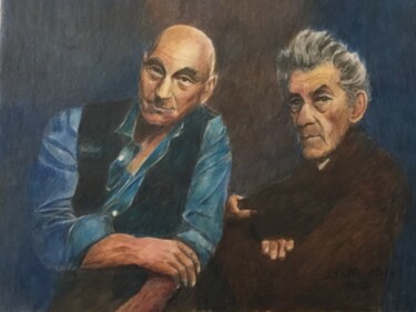 Malerei mit dem Titel "Deux acteurs de la…" von Jacques Tafforeau, Original-Kunstwerk, Aquarell