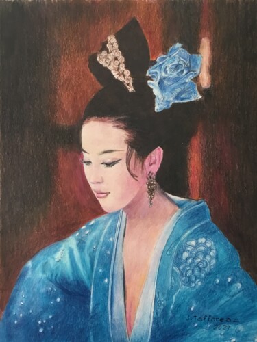 Peinture intitulée "TOKIONNAISE" par Jacques Tafforeau, Œuvre d'art originale, Aquarelle