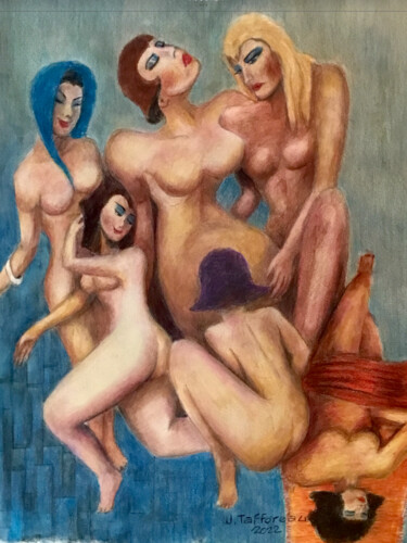 Peinture intitulée "DISCUSSIONS, CONFID…" par Jacques Tafforeau, Œuvre d'art originale, Aquarelle
