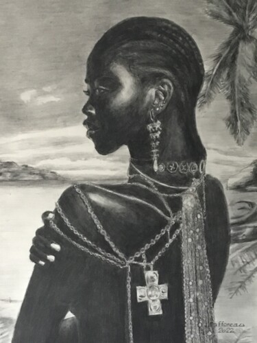 Peinture intitulée "BEAUTÉ AFRICAINE ll" par Jacques Tafforeau, Œuvre d'art originale, Aquarelle