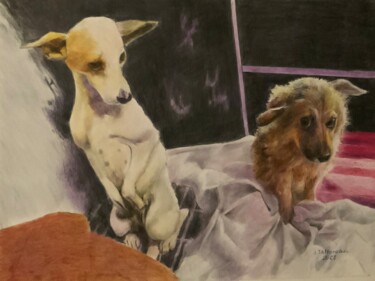 Desenho intitulada "PROTECTION DU CHIEN…" por Jacques Tafforeau, Obras de arte originais, Aquarela