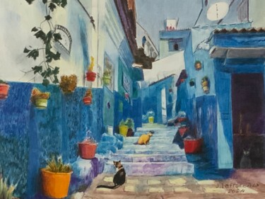 Painting titled "CHEFCHAOUEN  ll. Ac…" by Jacques Tafforeau, Original Artwork, Watercolor