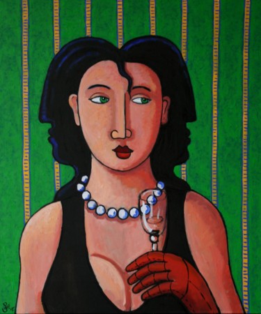 Картина под названием "Girl with a divorce…" - Jacques Tange, Подлинное произведение искусства, Масло