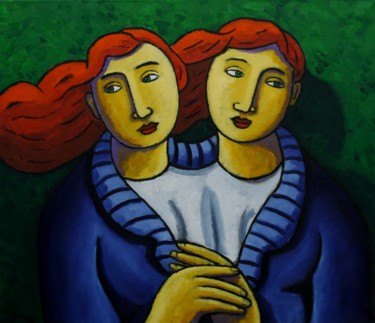 Painting titled "Siamese Twins" by Jacques Tange, Original Artwork
