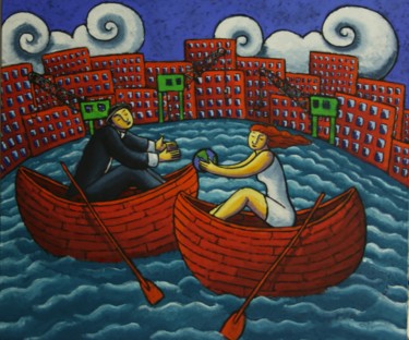 Painting titled "Saving the world" by Jacques Tange, Original Artwork