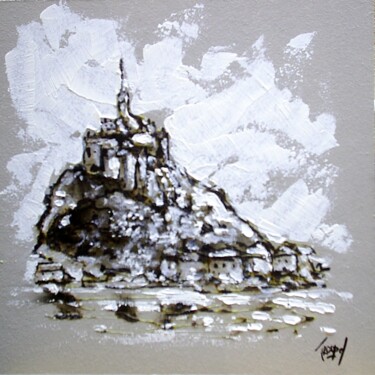 Drawing titled "MONT St MICHEL" by Jacques Troupel, Original Artwork, Resin