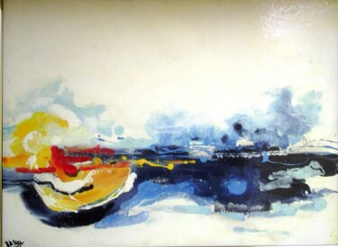 Malerei mit dem Titel "bluor" von Jacques Troupel, Original-Kunstwerk, Öl Auf Holzplatte montiert