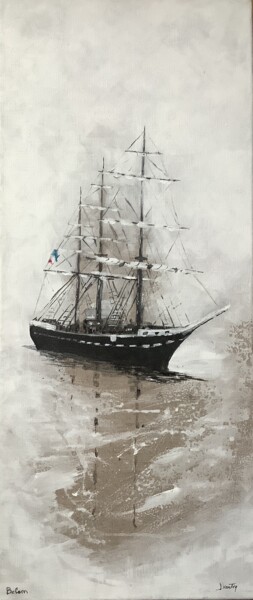 Painting titled "Le belem" by Jacques Vautier, Original Artwork, Acrylic Mounted on Wood Stretcher frame