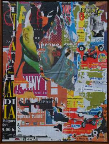 Collages intitulée "Barcelone, Al compas" par Jacques Villeglé, Œuvre d'art originale