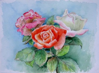 Peinture intitulée "Roses d'André" par Jacques Bonnet, Œuvre d'art originale
