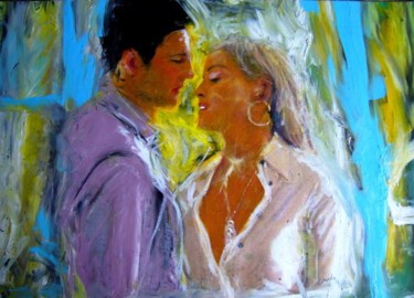 Painting titled "Sharon Stone in Bas…" by Jacques Cauda, Original Artwork, Pastel