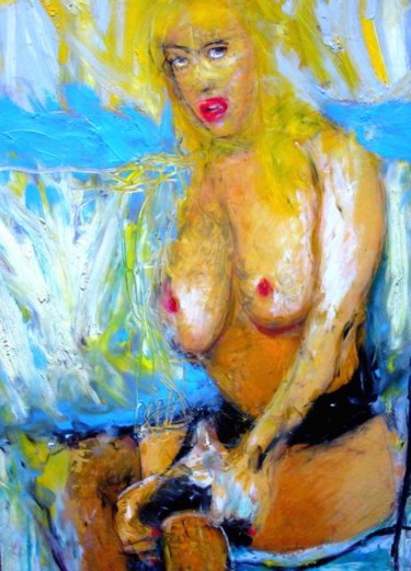 Painting titled "La fille aux cheveu…" by Jacques Cauda, Original Artwork