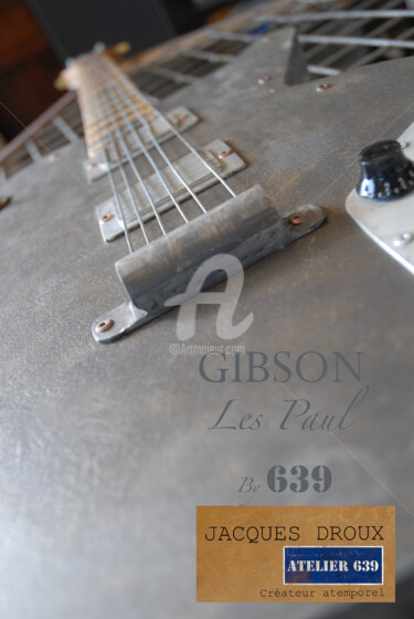 Σκίτσο με τίτλο "Gibson "Les Paul"" από Jacques Droux, Αυθεντικά έργα τέχνης, Μέταλλα