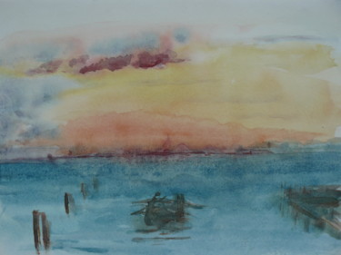 Painting titled "Venise, depuis la l…" by Jacques Paulus, Original Artwork, Watercolor