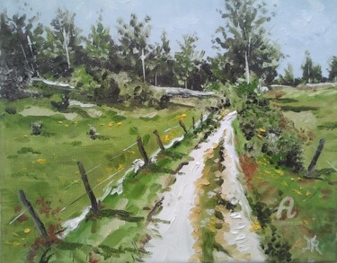 Painting titled "Chemin dans l'Aubrac" by Jordan Ravy, Original Artwork, Oil