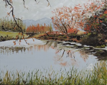 Peinture intitulée "Les étangs 2" par Jordan Ravy, Œuvre d'art originale, Huile