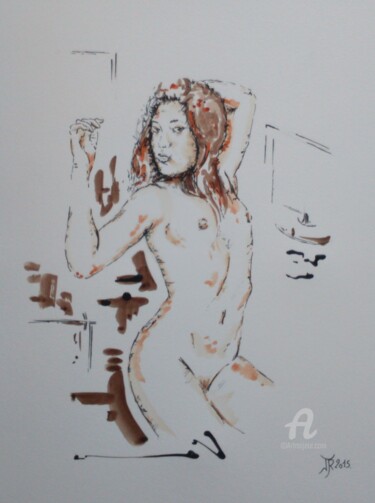 Painting titled "Série Les nus 2537" by Jordan Ravy, Original Artwork, Ink
