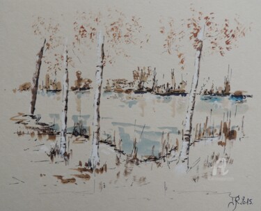 Peinture intitulée "Série Les étangs 29…" par Jordan Ravy, Œuvre d'art originale, Encre