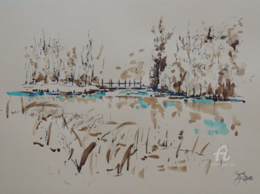 Peinture intitulée "Série les étangs 30…" par Jordan Ravy, Œuvre d'art originale, Encre