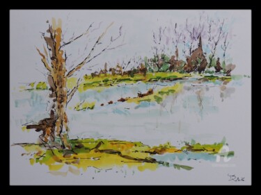 Peinture intitulée "Série Les étangs 36…" par Jordan Ravy, Œuvre d'art originale, Encre