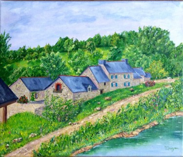 Peinture intitulée "Ferme du moulin de…" par Jacques Inizan, Œuvre d'art originale, Huile