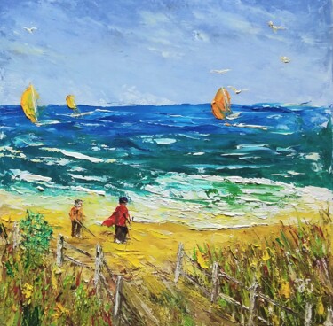 Painting titled "Promenade" by Jacques Inizan, Original Artwork, Oil