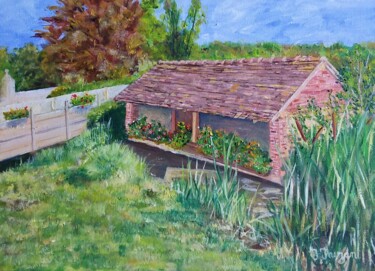 Peinture intitulée "Le lavoir" par Jacques Inizan, Œuvre d'art originale, Huile