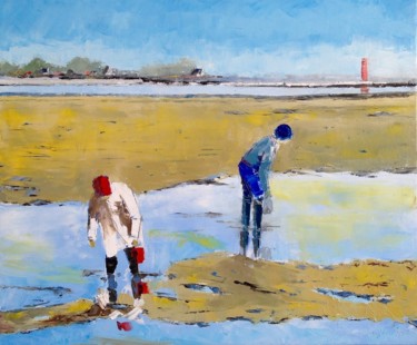 "pêche à pied" başlıklı Tablo Jacques Lajoinie tarafından, Orijinal sanat, Petrol