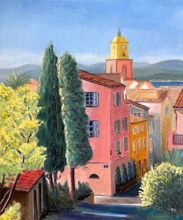 Painting titled "Saint-Tropez - reto…" by Jacques Lajoinie, Original Artwork, Oil